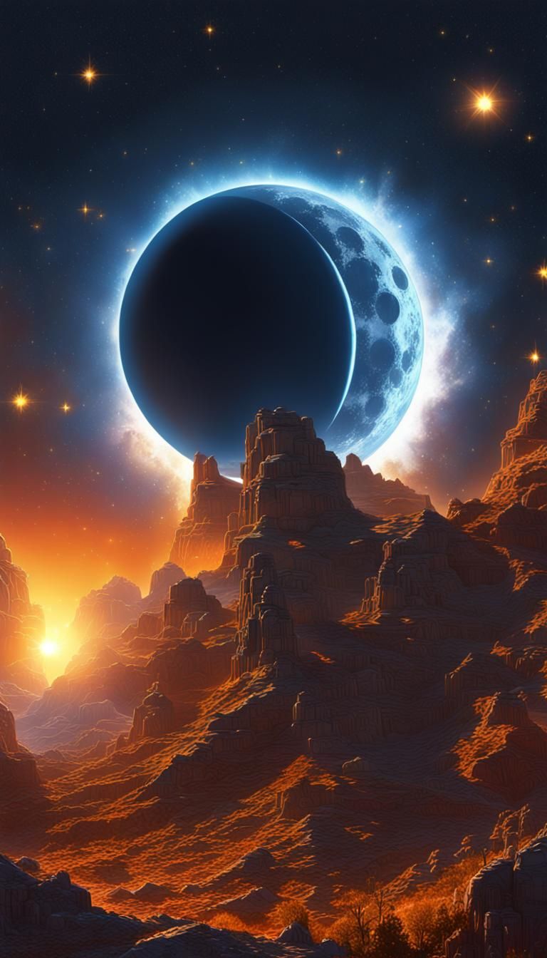 Vibrant Eclipse Digital Art in Ultra Detail