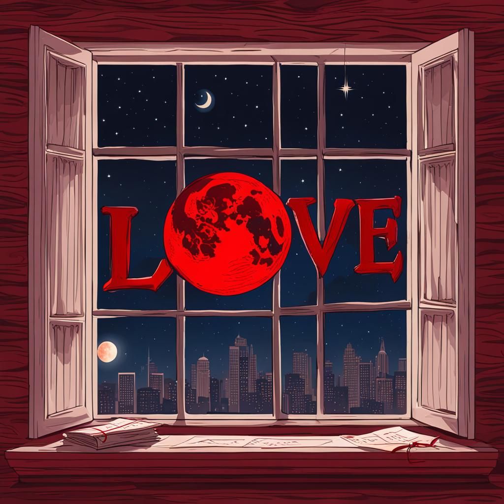 Love Letter Heart with Blood Moon
