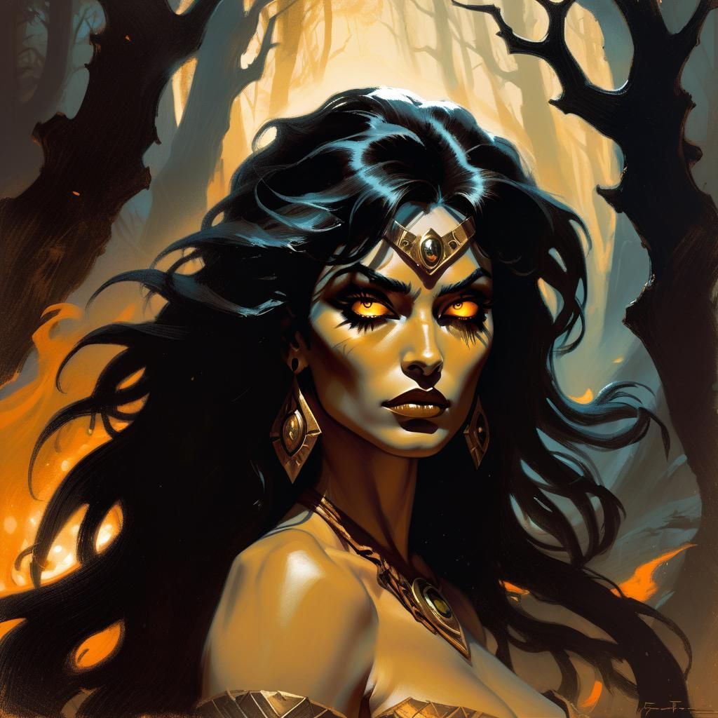 Fantasy Beast Master in Frazetta Style