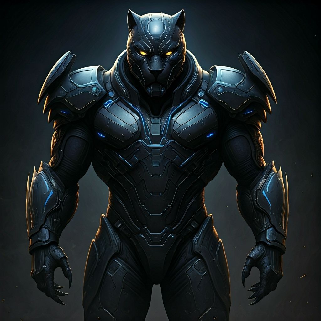 Anthropomorphic Panther Warrior in Futuristic Armor