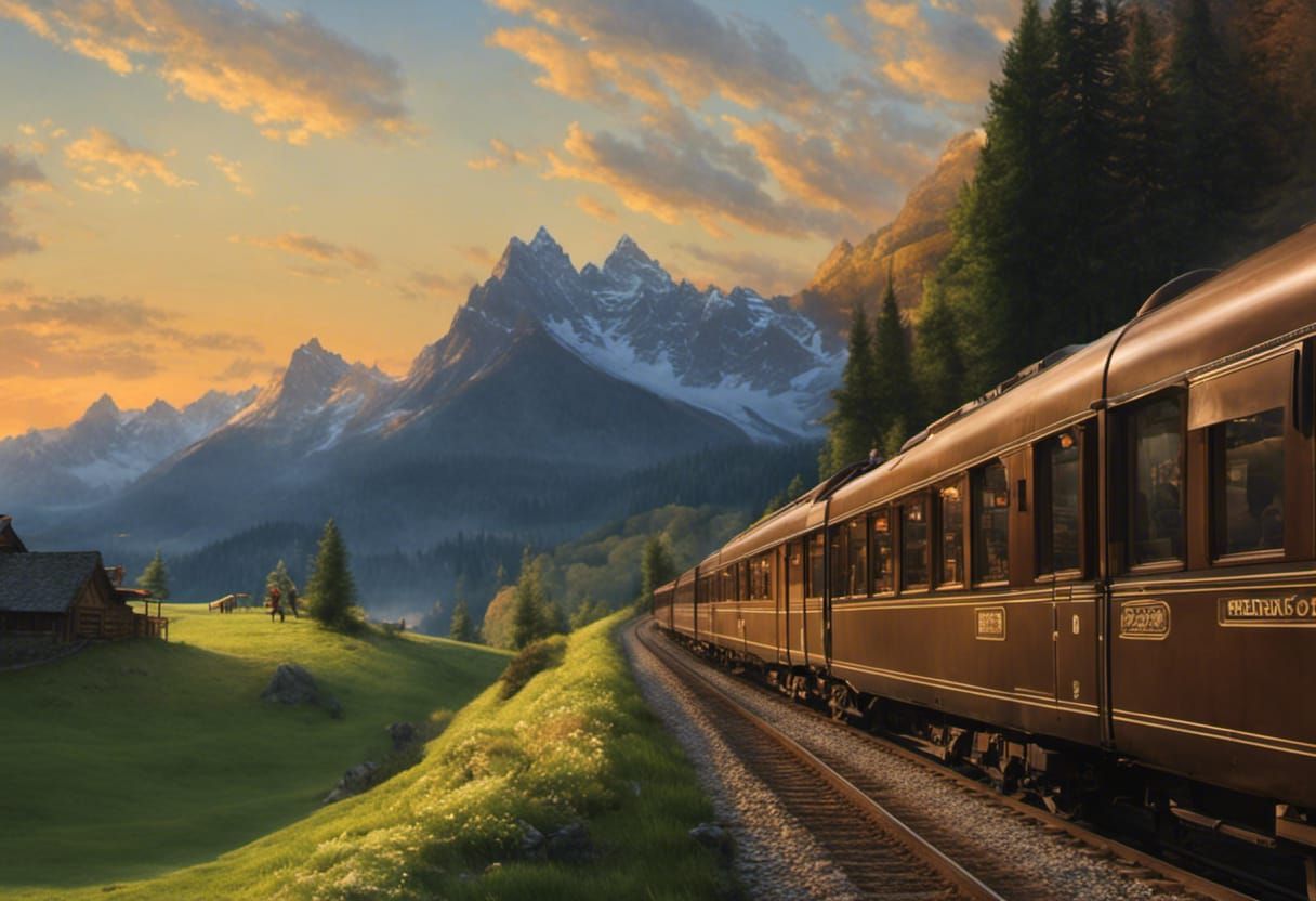Orient Express Journey Through Austrian Alps at Sunset