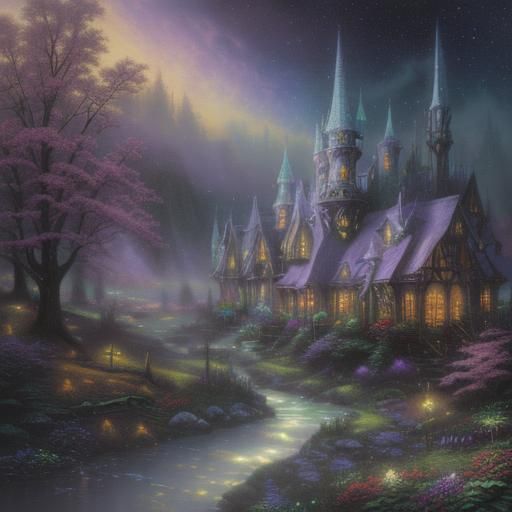 Ethereal Cosmic Buffet in a Dreamlike Fantasy Landscape