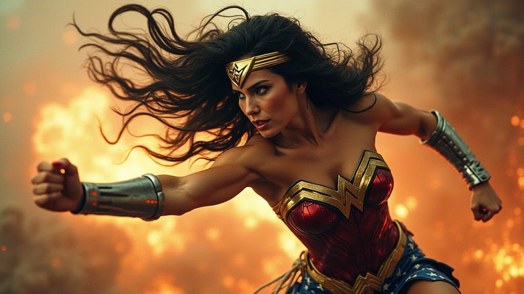 Wonder Woman in Abstract Cubism Battle