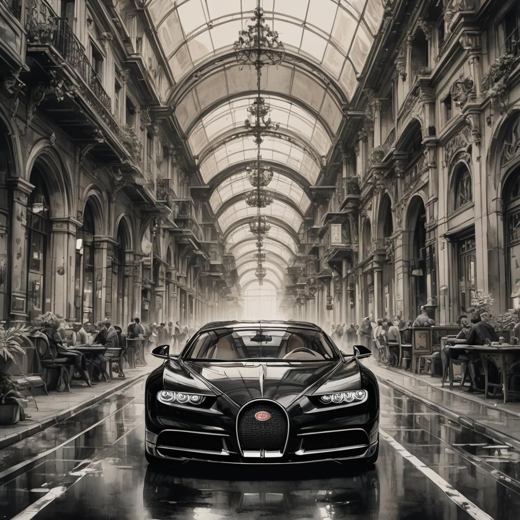 Bugatti Chiron in Detailed Ink Linework