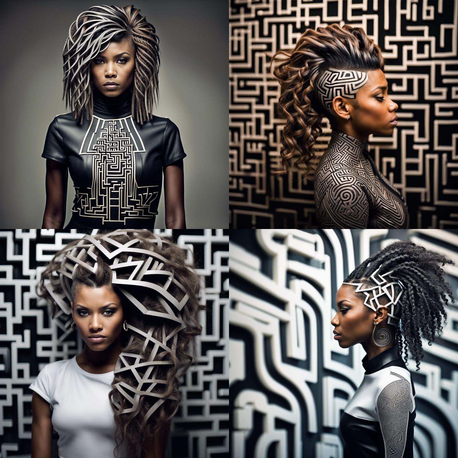 Detailed Hair Maze: Edgy Salon Art