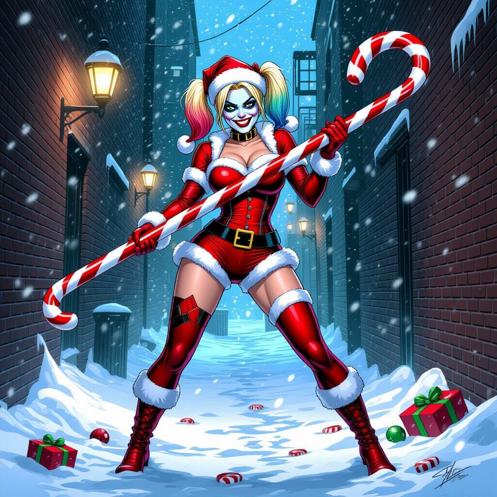 Harley Quinn as Santa's Helper in Gotham Alley