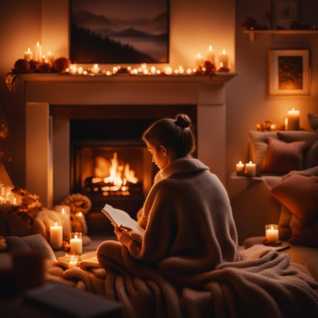 Cozy Fireplace Reading: Warm Autumnal Ambiance