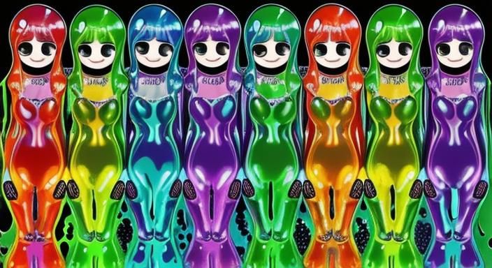 Rainbow Slime Girls: Opalescent Goo in Vivid Colors