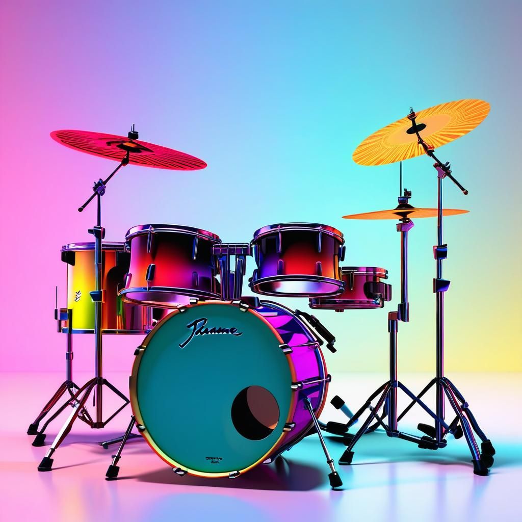 Colorful Manga-Style Drumset in Modern Room