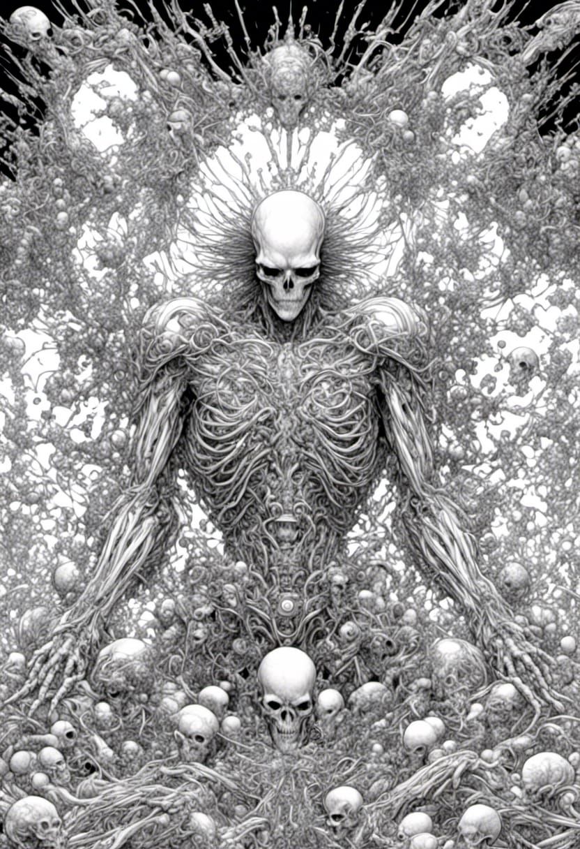 Surreal Horror Death Scene in Comic Style