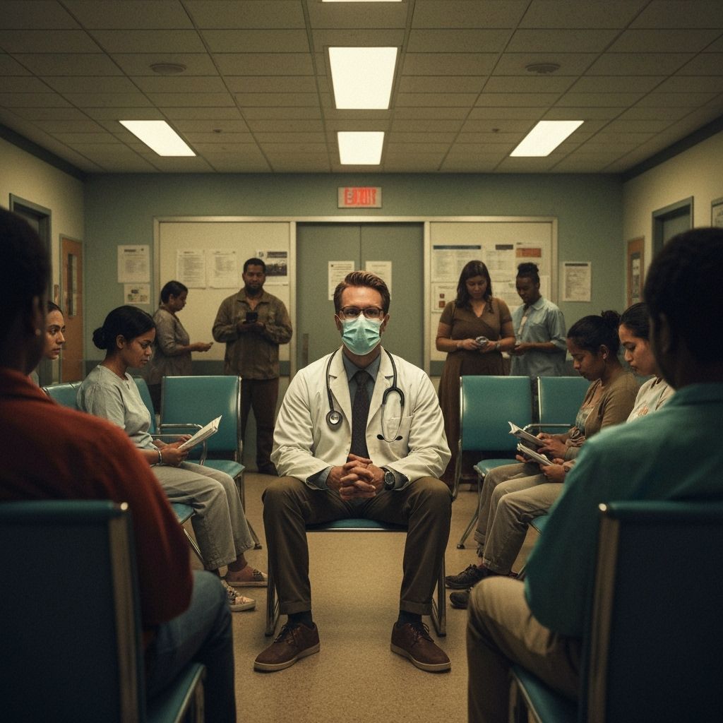 Doctor in Hospital Waiting Room, Filmic Style