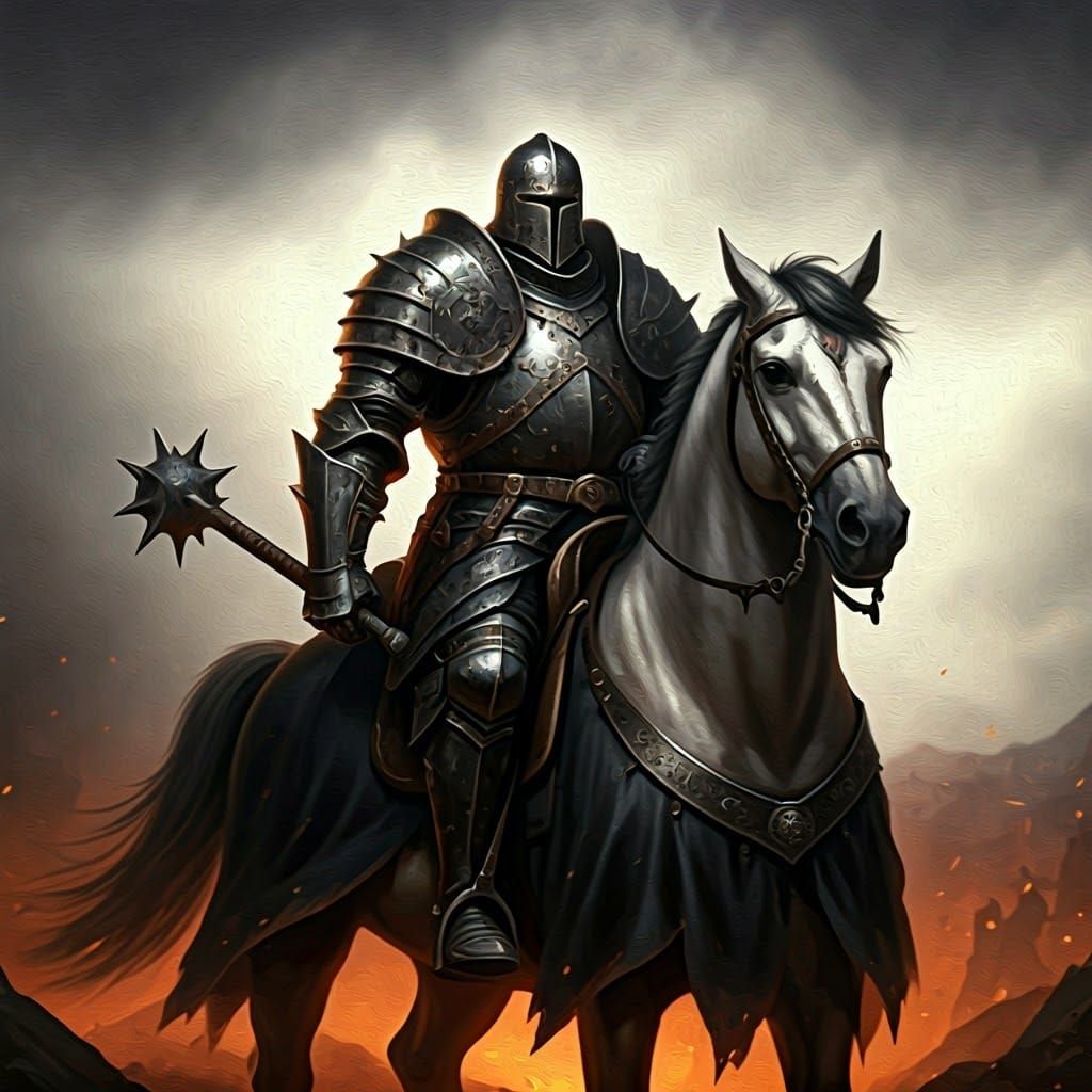 Majestic Black Knight Rides into High Fantasy Battle