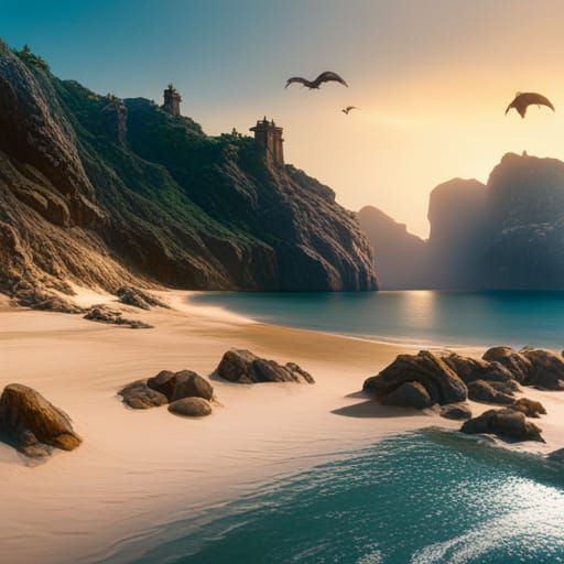 Fantastical Beach Concept Art in Deep Color