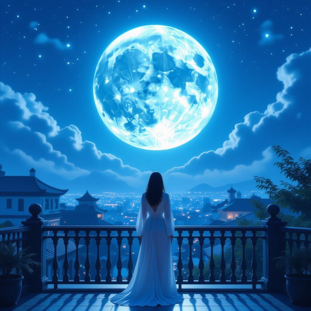 Ethereal Moonlit Night: Surreal Hyperrealistic Scene