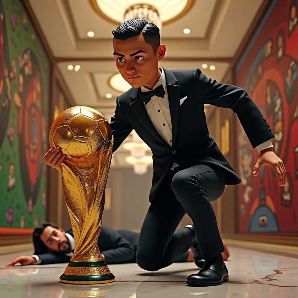 Ronaldo's Heist: World Cup Trophy Caper in Matte Painting St...