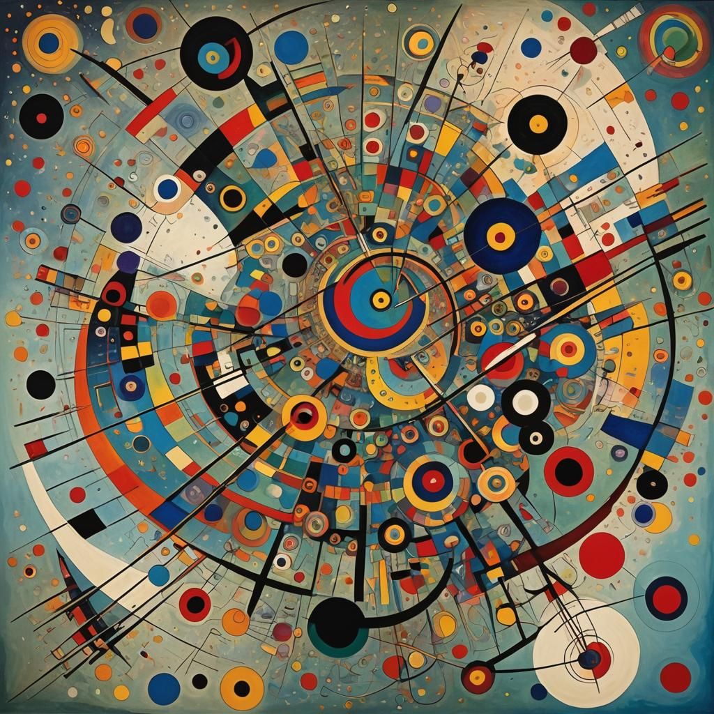 Abstract Kinetic Pointillism in Kandinsky Style