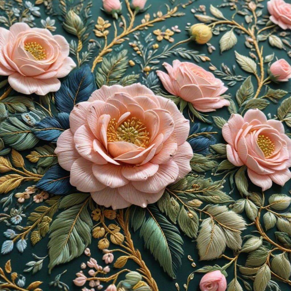 Whimsical Floral Textile in Millefleur Pattern