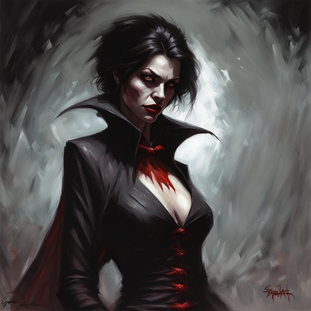 Sinister Female Vampire in Gothic Style