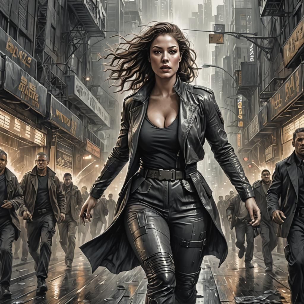 Futuristic Blade Runner Chase Scene: Concept Art