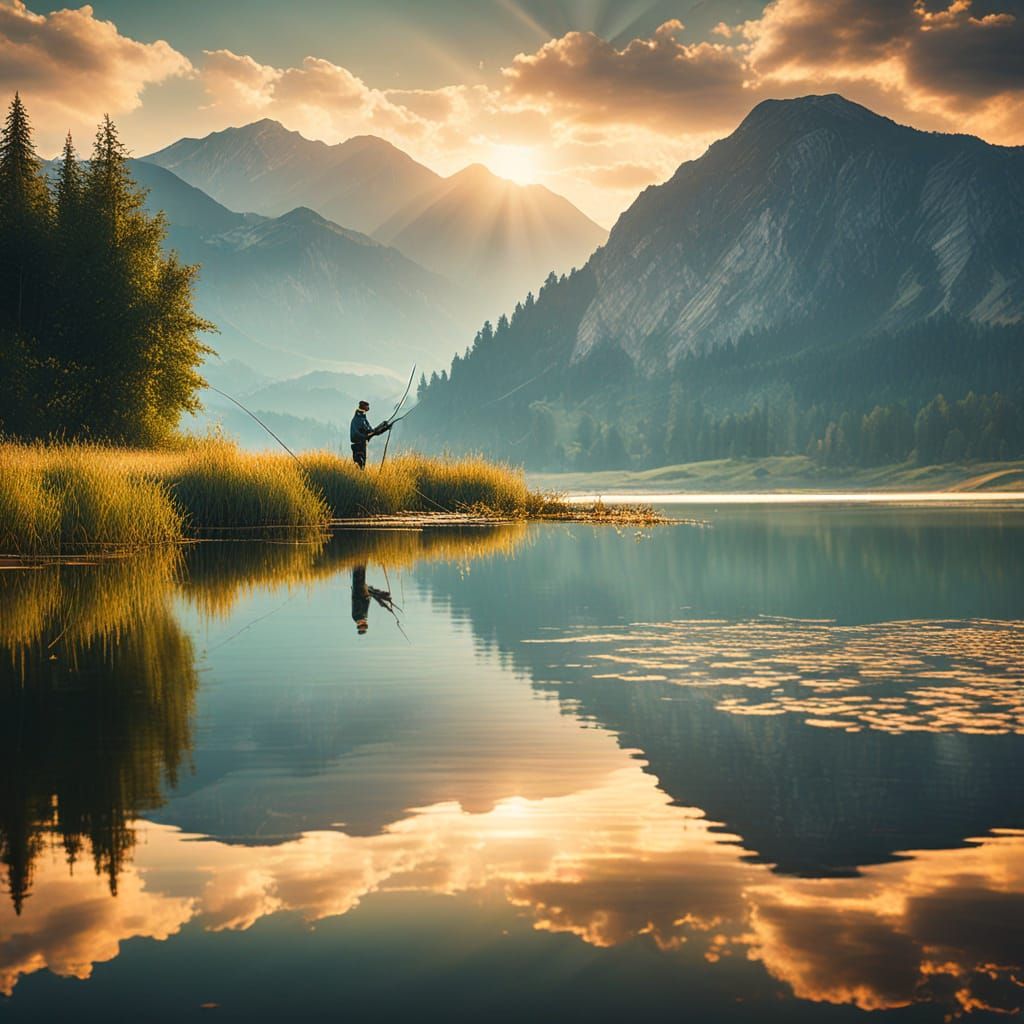 Sport Fishing at Lake Antorno: Impressionist Landscape