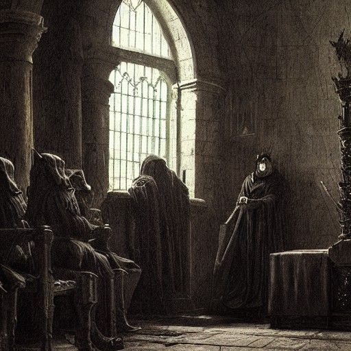 Sad Jester in Court with Empty Throne