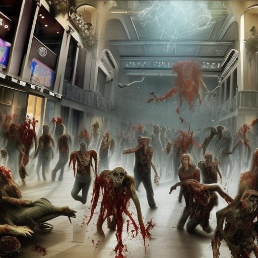 Zombies Attack Mall: Epic Digital Matte Painting