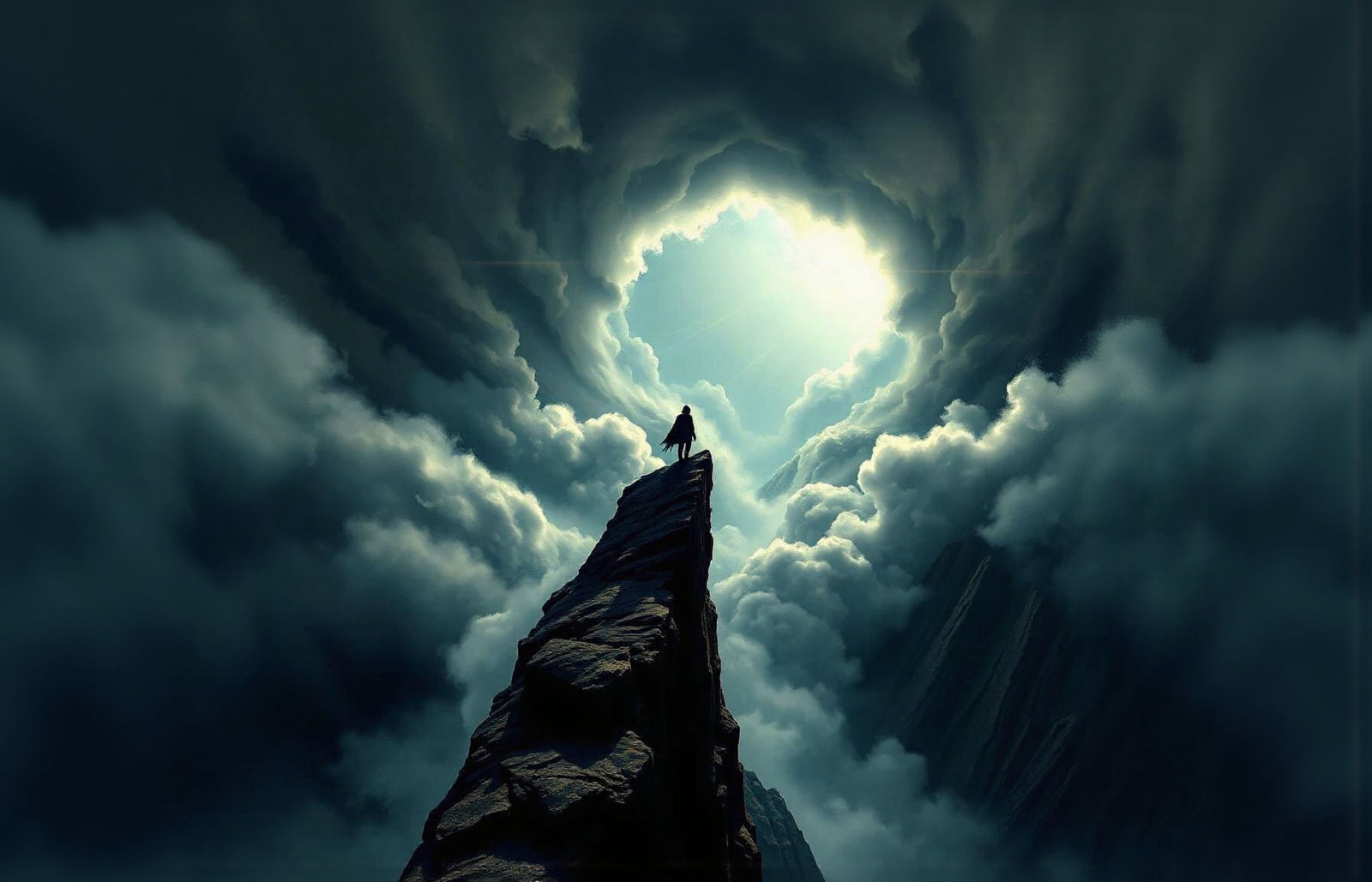 Lone Figure Gazing into the Abyss: Art Nouveau Style