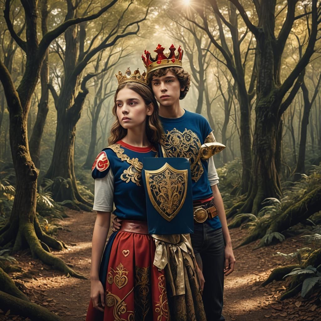 Queen and Knight in Mystical Forest, Matte Painting