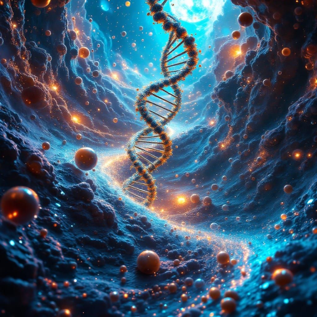 "Die Geheimnisse der DNA: Eine leuchtende Reise durch die kosmische Wissenschaft und Genetik"