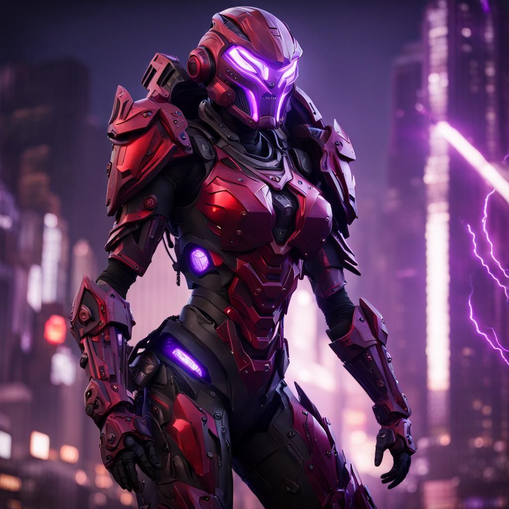 Anime Woman in Nano-Machine Power Armor