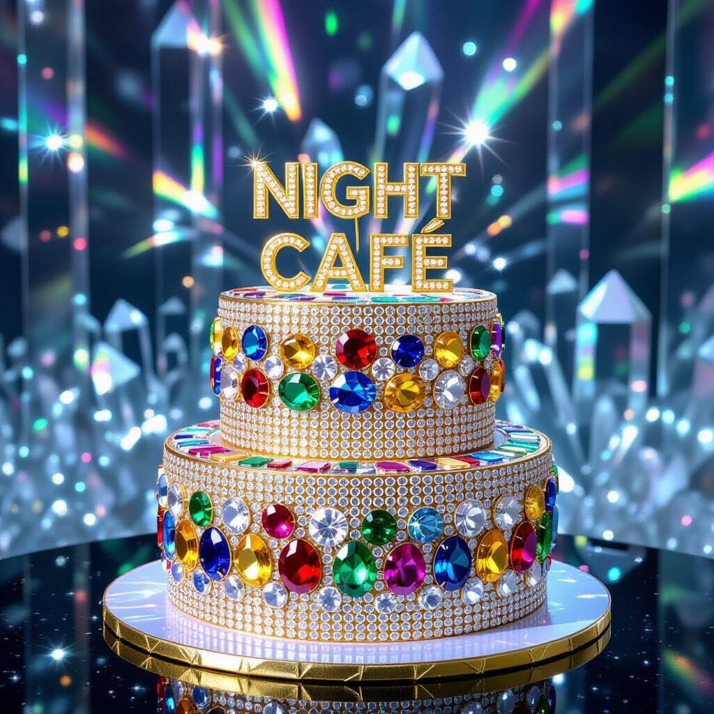 Gemstone Cake with Rainbow Light Dance