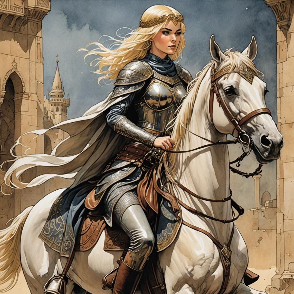 Arabian Princess Rides in Bande Dessinée Style