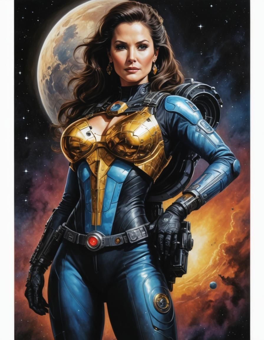 Retro Sci-Fi Space Explorer in Airbrush Style