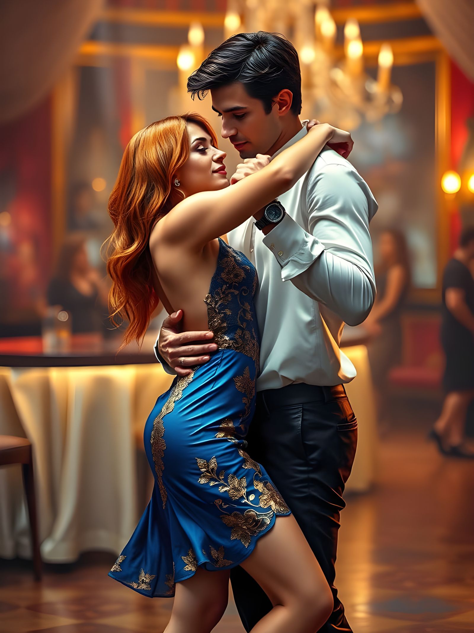 Romantic Slow Dance in a Vibrant Nightclub