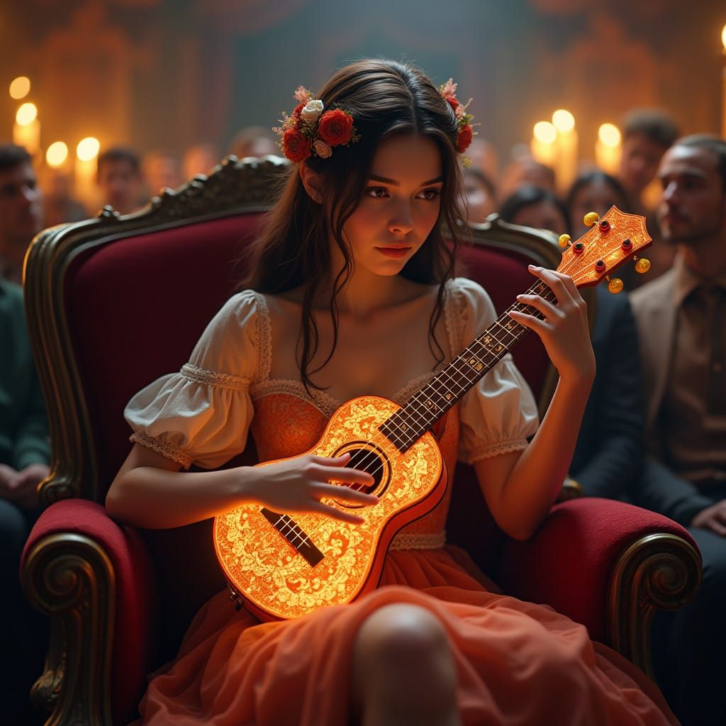Fantastical Ukulele Performance in a Mystical Theater