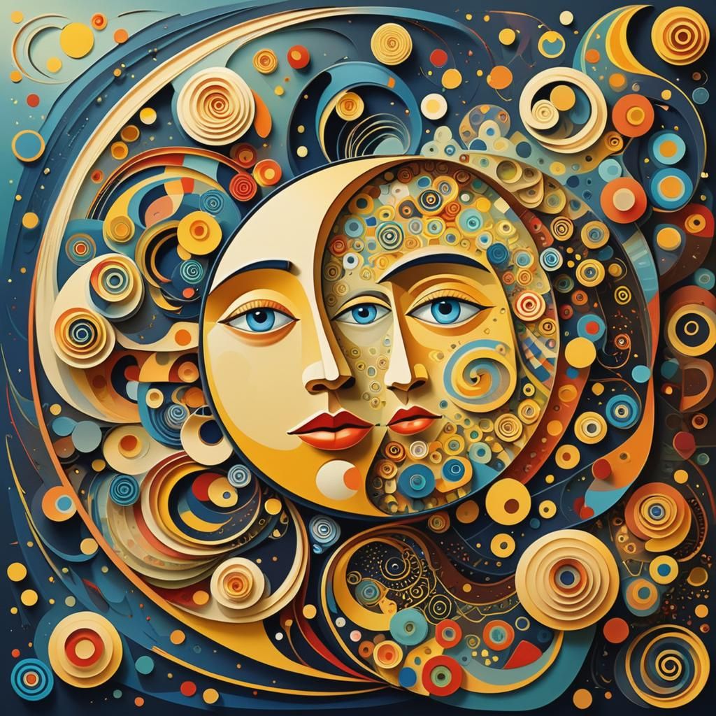 Abstract Folk Art with Isometric Fractal Patterns