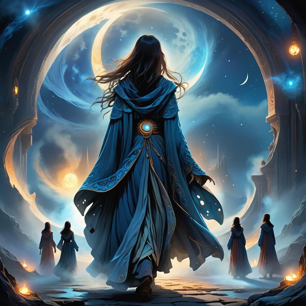 Mystical Moon Lodge Entrance in Bioluminescent Fantasy Art