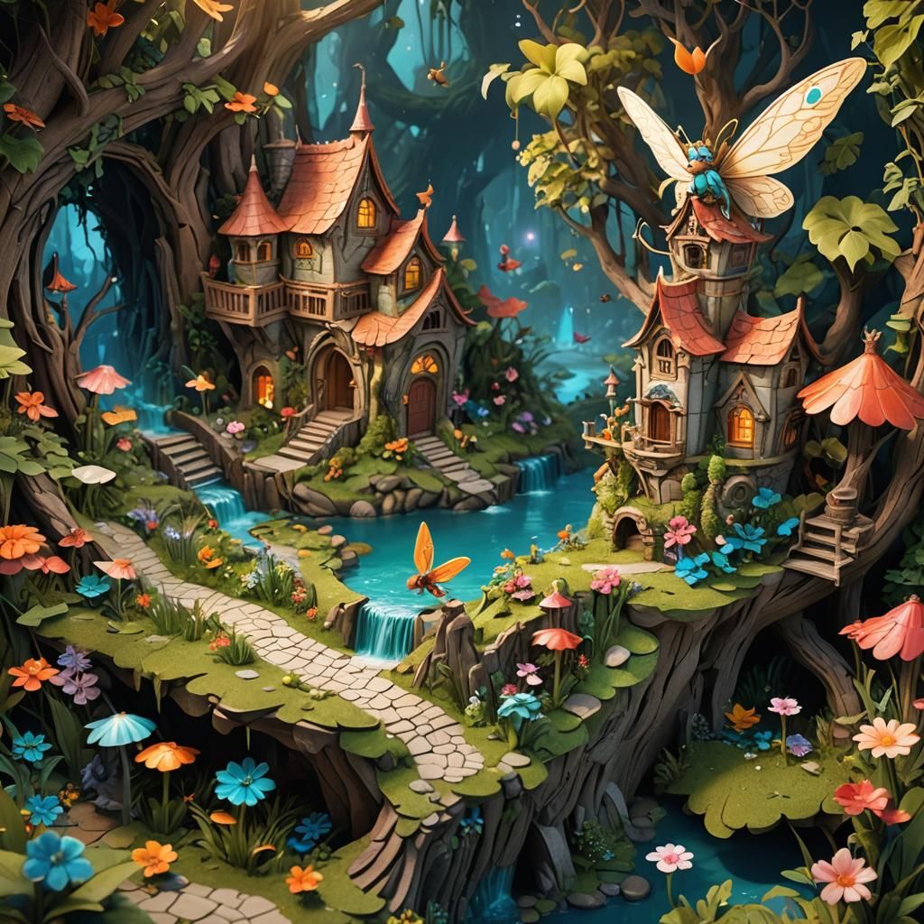 Fairyland Pixies and Fairies in a Pop-Up Book