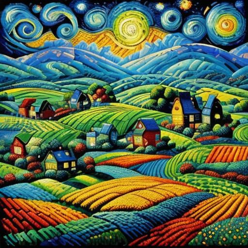 Impasto Farm Life in Van Gogh Style