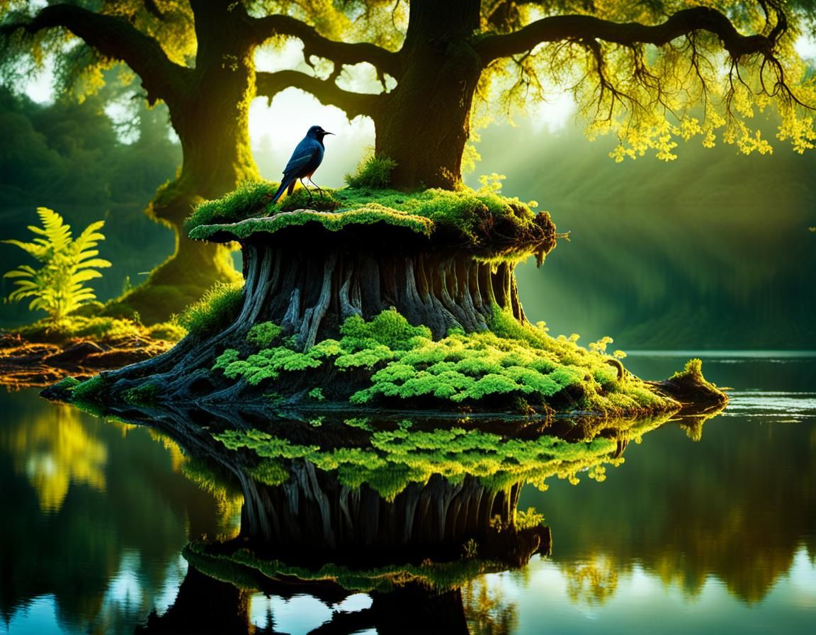 Surreal Forest Glade Dreamscape in Maximalist Style