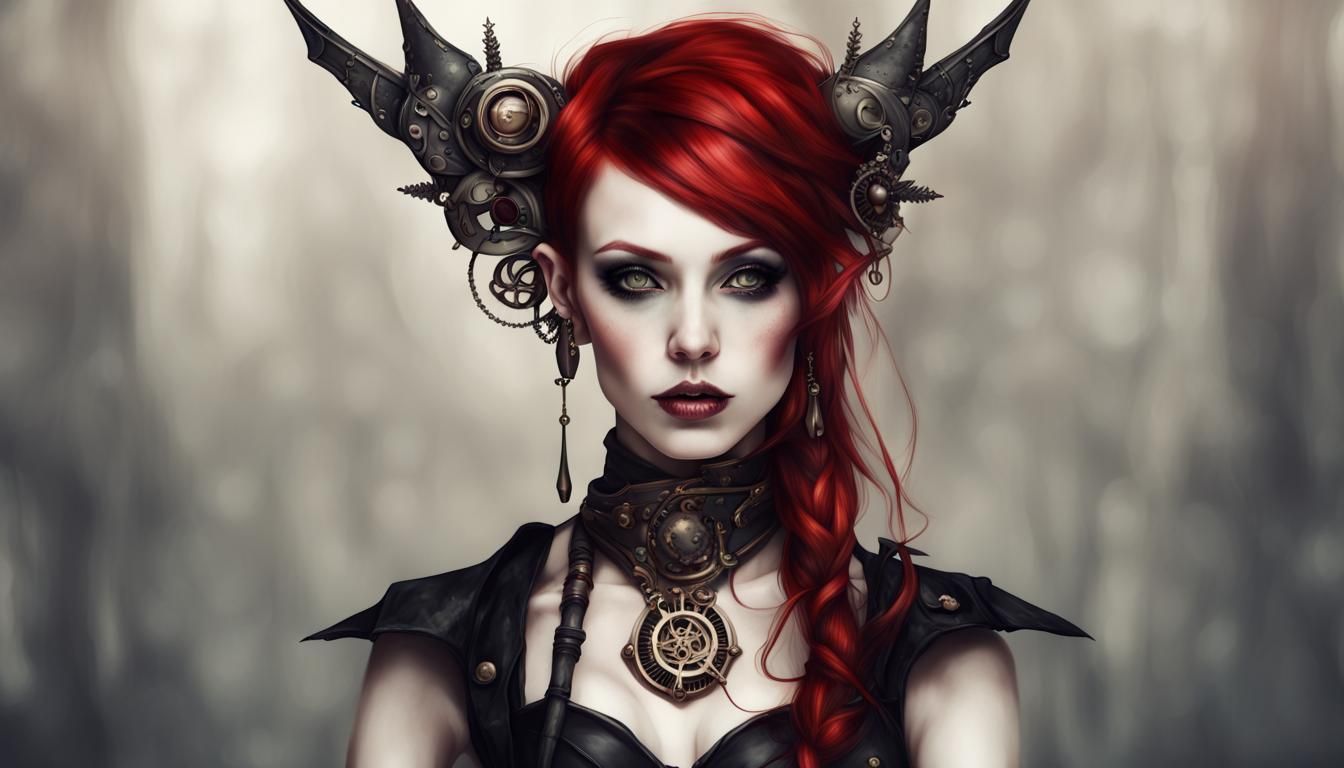 Steampunk Dark Elf Girl Portrait