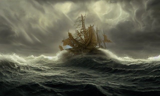 Monstrous Kraken Attacks Ship in High Seas Storm