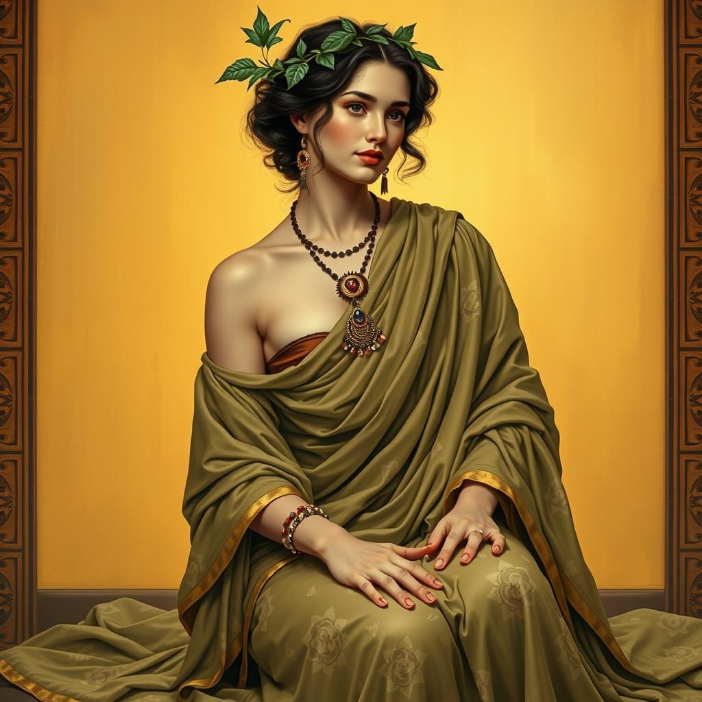 Woman in Ancient Robes, Art Nouveau Style