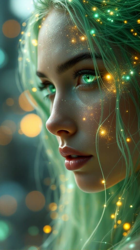 Cyberpunk Oracle in Ethereal Radiance