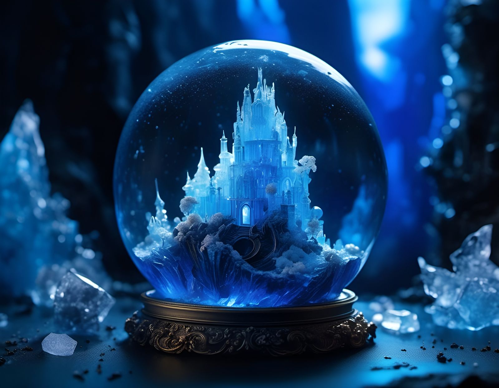 fantasy world in a crystal ball