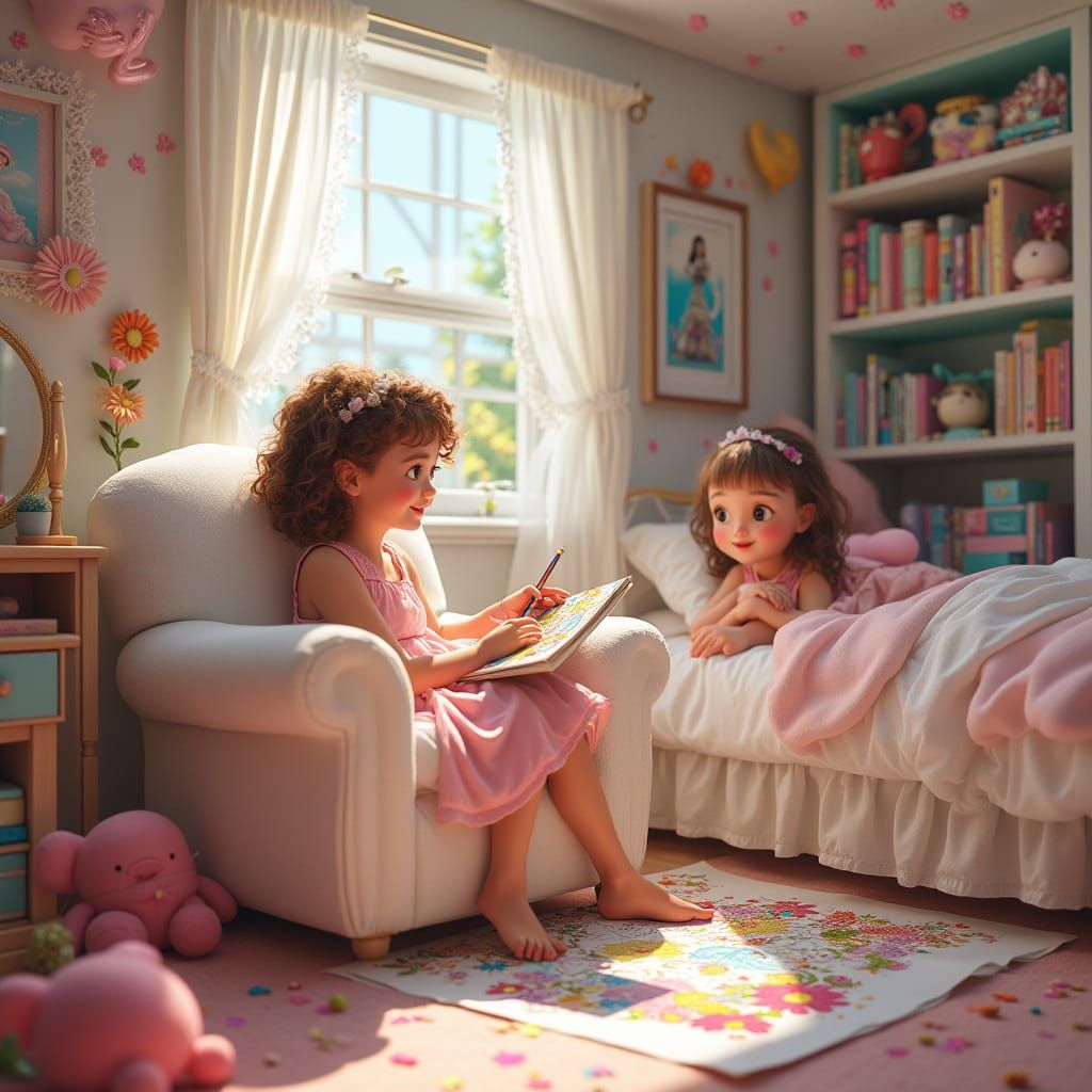 Cozy Girl's Whimsical Room, Filled with Colorful Delights