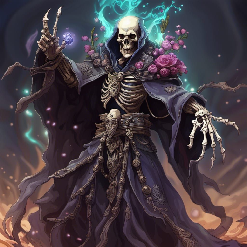 Skeletal Wizard Lich in Digital Painting Style