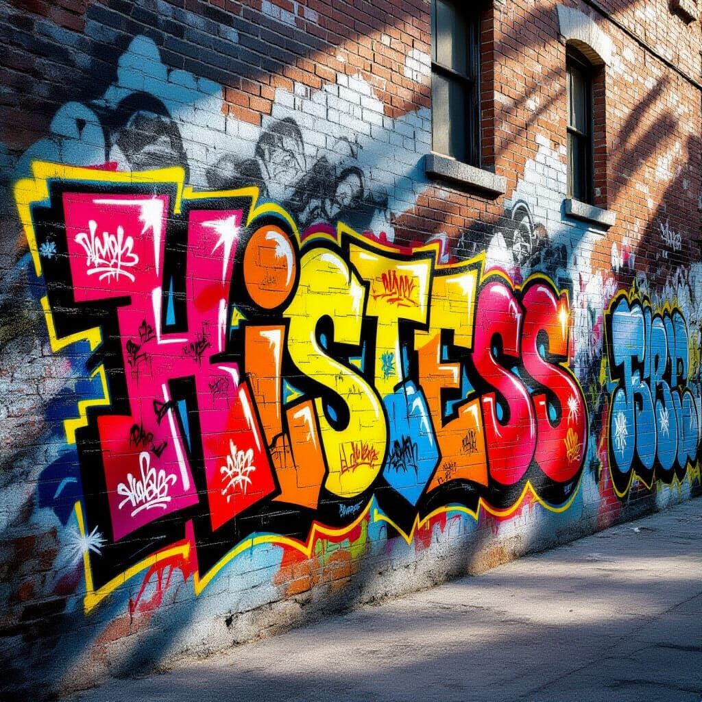 Vibrant Graffiti Wall Art Illuminated by Sunlight