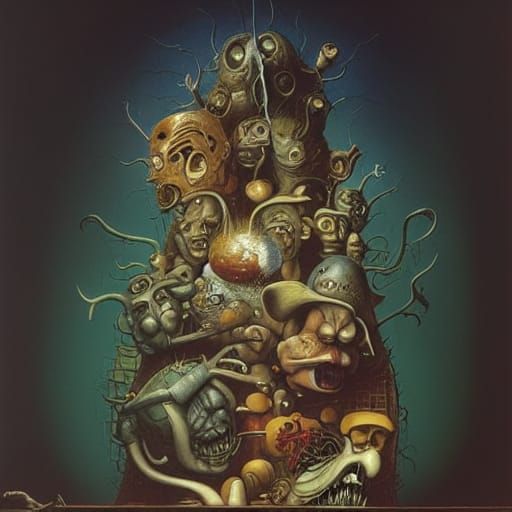 Surreal Brain Decay Landscape in Visionary Art Style