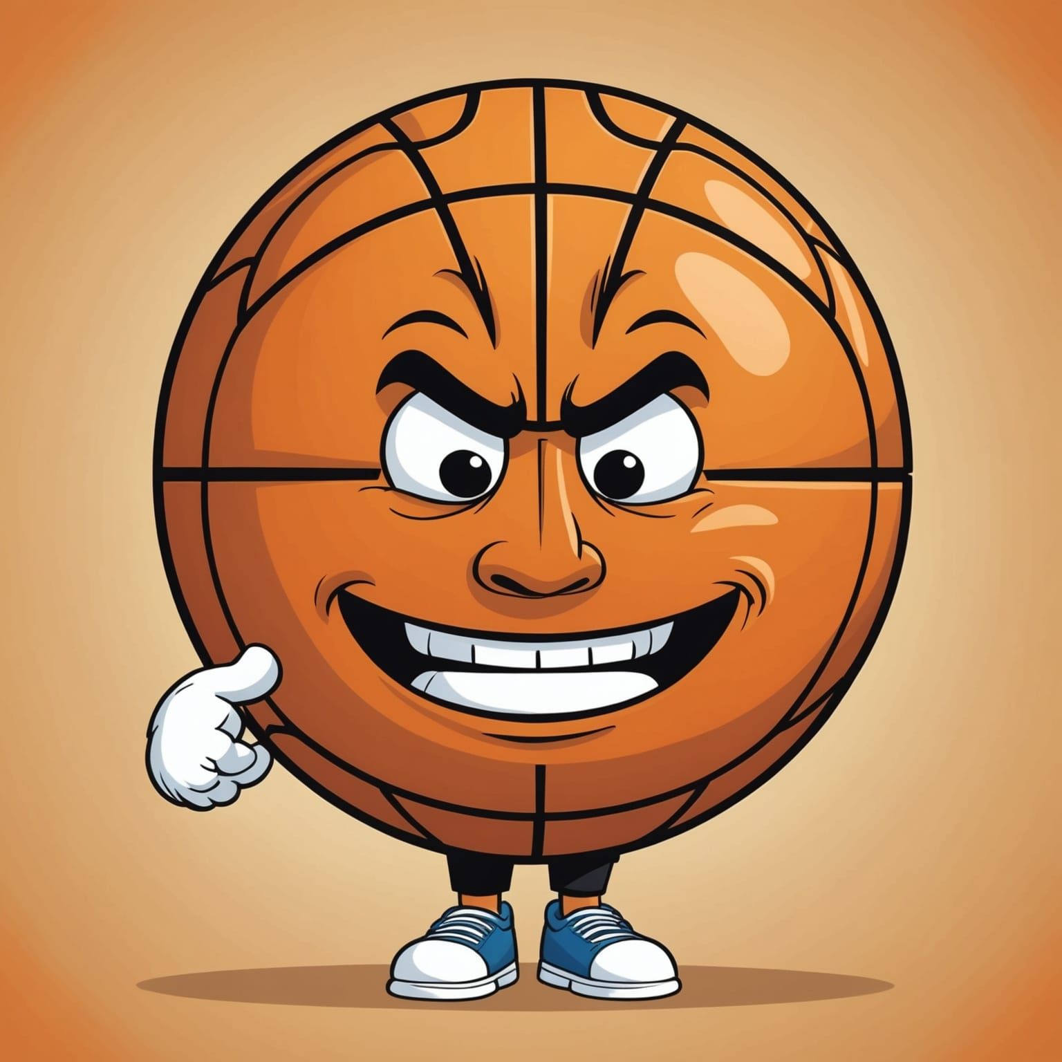 Cartoon Basketball with Human Face